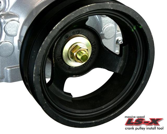 Massive LS Crank Pulley Install Tool Installed to motor